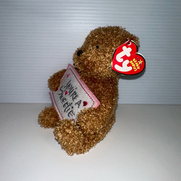 Ty Beanie Babies Plush Bear Brown Pink NEW “You’re A Sweetie” Love Valentines - Picture 2 of 14